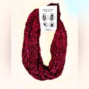 NWT Capelli of New York Knit Infinity Scarf in Beautiful Burgundy Wine Color
